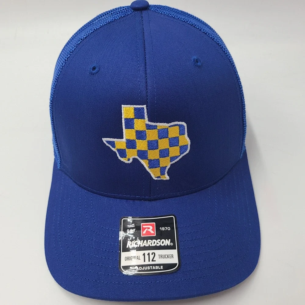 Texas Hat Snapback Trucker Mesh Richardson Blue Yellow State Checkered Flag Men‎